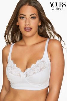Yours Curve Non Wired Cotton Lace Trim Bra (R93477) | kr380
