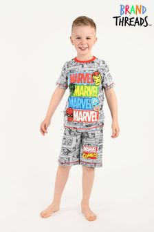 Brand Threads Grey Marvel Boys Short Pyjamas (R94436) | ₪ 54