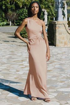 Lipsy Blush One Shoulder Knot Front Maxi Dress (R95908) | €17
