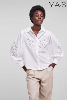 Y.A.S White Premium Lace Detail Balloon Sleeve Shirt (R96662) | €25