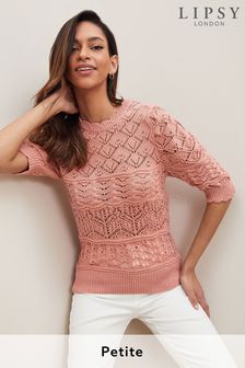 Lipsy Pink Petite Lipsy Knitted Pointelle T-Shirt (R98312) | 41 €