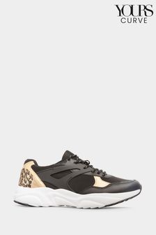 Yours Limited Black Leopard Print Contrast Trainers In Wide Fit (R98786) | 47 €