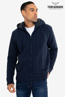 Threadbare Navy Zip Through Hooded Cardigan (R99258) | kr510