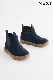 Navy Blue Standard Fit (F) Chelsea Boots with Zip Fastening (T00243) | €23 - €28