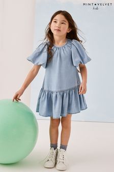 Mint Velvet Blue Puff Short Sleeve Dress (T00495) | TRY 311 - TRY 363