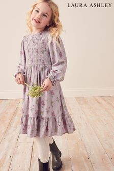Lilac Purple Floral Shirred Midi Dress (T00736) | €45 - €51