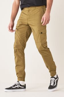Tan Brown Slim Fit Stretch Utility Trousers (T00907) | ₪ 95