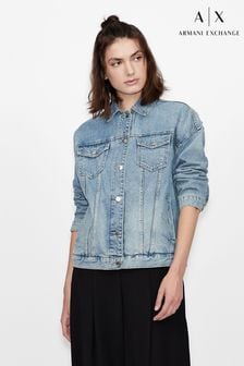Голубая джинсовая куртка свободного кроя Armani Exchange (T01135) | 102 070 тг