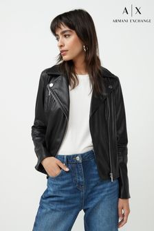 Armani Exchange Black Eco Leather Biker Jacket (T01138) | kr3 256
