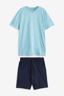 Mint Green/Grey Jersey Short Pyjama Set (T01408) | 26 €