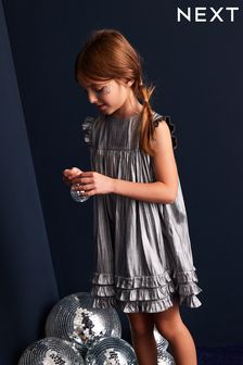 Metaliczna sukienka z falbankami (3-16 lat) (T01414) | 87 zł - 105 zł