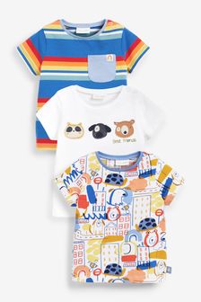 Bright Character Red/Blue Baby 3 Pack Short Sleeved T-Shirts (T01477) | €9 - €10.50