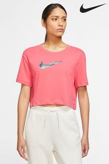 Nike Coral Pink Dri-FIT Short Sleeved Cropped Yoga T-Shirt (T01620) | €24