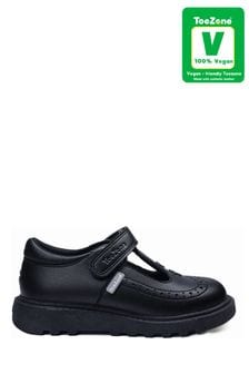 נעלי ספור טבעוניים עם רצועה אחת בצורת T של ToeZone בשחור עם עיטור כוכב (T02328) | ‏130 ₪