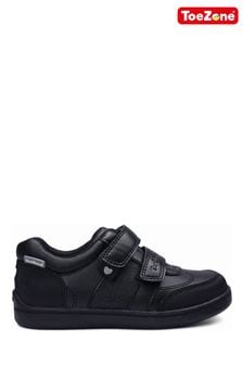 حذاء مدرسي أسود بحزام مزدوج قلب من ToeZone (T02329) | 191 ر.س
