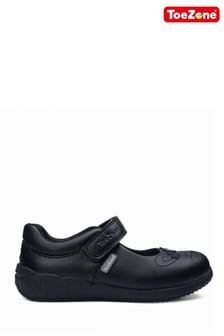 נעלי בית ספר של ToeZone עם רצועה אחת וקישוט ארנב בשחור (T02332) | ‏130 ₪