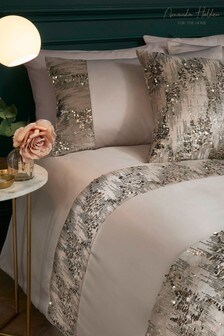 Amanda Holden Set of 2 Gold Confetti Pillowcases (T02353) | ₪ 116