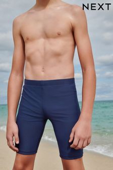 Navy Blue Longer Length Stretch Swim Shorts (3-16yrs) (T02707) | AED38 - AED66