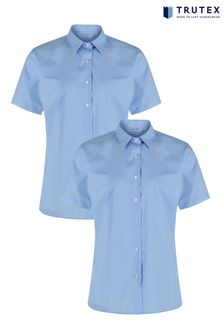 Trutex Blue Non Iron Short Sleeve Blouse 2 Pack (T03038) | €24 - €28