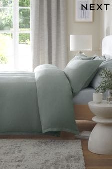 Sage Green Waffle Duvet Cover And Pillowcase Set (T03277) | 47 € - 87 €