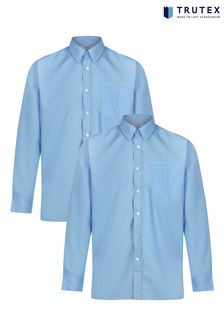 Trutex Langärmeliges, bügelfreies Hemd, Blau, 2er-Pack (T03284) | 26 € - 30 €