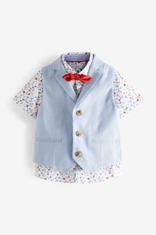  (T03358) | NT$1,200 - NT$1,380 藍色 - 西裝背心、襯衫和蝴蝶結套裝 (3個月至7歲)