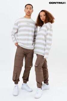 Continu8 Unisex Beige Stripe Long Sleeve T-Shirt (T03495) | 30 €