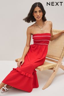 Rot - Kleid aus 100 % Baumwolle mit Multiway-Rock (T03669) | 14 €
