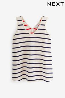 Navy Blue Stripe Cotton Slub Vest Top (T03670) | €8