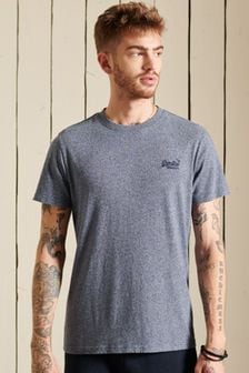 Темно-синий Frosted Grit - Superdry хлопковая футболка с винтажной вышивкой (T03789) | €14