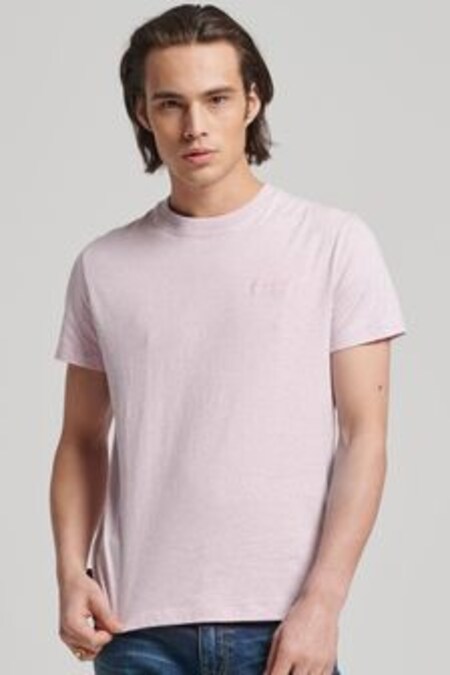 Rose clair - T-shirt Superdry vintage en coton bio brodé (T03892) | €26