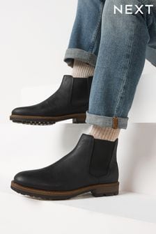 Black Leather Chelsea Boots (T04216) | €60