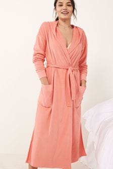 Peach Orange Towelling Dressing Gown (T04335) | $64