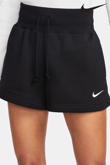 Negru - Pantaloni scurți din fleece cu talie înaltă Nike Phoenix (T04488) | 227 LEI