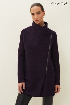 Phase Eight Purple Byanca Zip Knit Coat (T04642) | €83