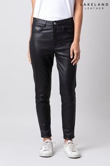 Črne usnjene hlače z visokim pasom Lakeland Leather (T04691) | €341