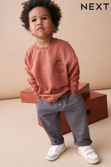 Rust Brown/Grey Logo Oversized Character Sweatshirt and Jogger Set (3mths-7yrs) (T04765) | ￥2,780 - ￥3,470