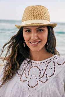 Natural Weave Trilby Hat (T04817) | CHF 17