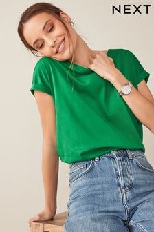 Green Bright 100% Cotton Cap Sleeve T-Shirt Top (T04927) | $11