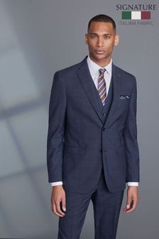 Navy Tailored Fit Signature TG Di Fabio Wool Rich Check Suit: Jacket (T06048) | $192