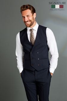 Blue Signature TG Di Fabio Wool Rich Stripe Suit: Waistcoat (T06051) | BGN 183