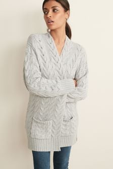 Grey Marl Cable Cardigan (T06062) | kr367