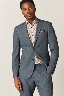 Niebieski - Slim Fit Motion Flex Textured Suit (T06069) | 126 zł