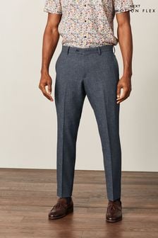 Mid Blue Slim Fit Motion Flex Textured Suit: Trousers (T06073) | €14
