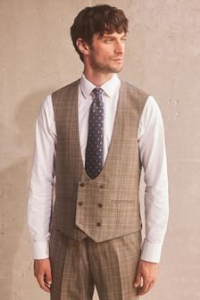 Taupe Check Suit: Waistcoat (T06083) | €21.50