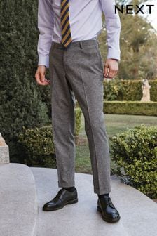 Grey Slim Fit Trimmed Donegal Suit: Trousers (T06090) | 121 SAR