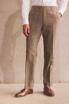 Taupe Regular Fit Check Suit: Trousers (T06094) | €19