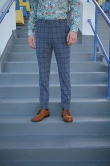Mid Blue Check Suit: Trousers (T06103) | 64 €