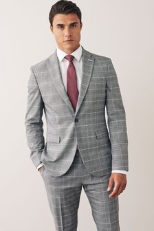 灰色 - 方格圖案西裝組：西裝外套 (T06105) | HK$731