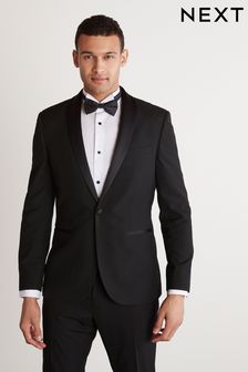 Black Slim Tapered Tuxedo Suit Jacket (T06115) | €73